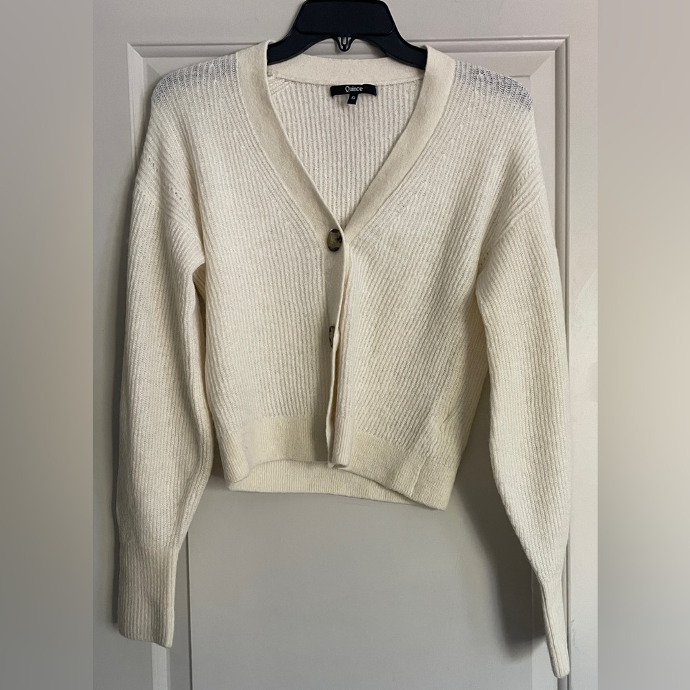 Quince Baby Alpaca-Wool Cropped Cardigan, Size S